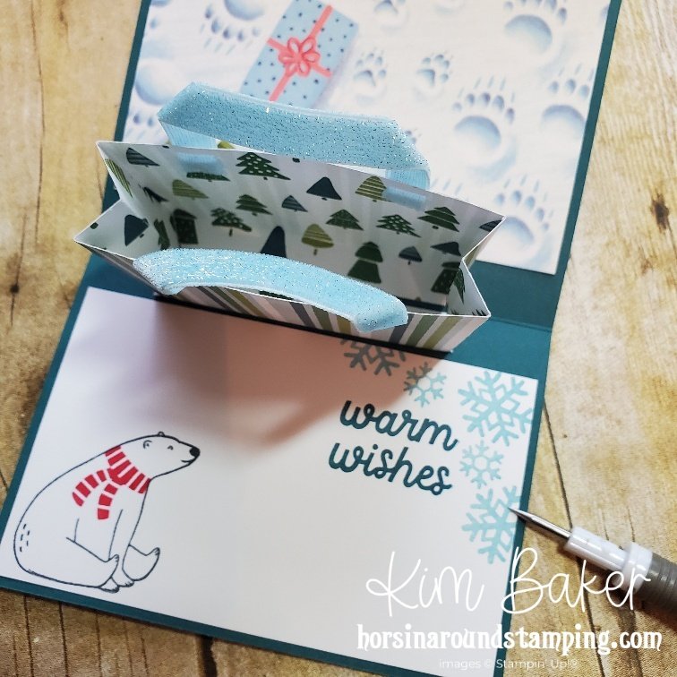 Pop up bag gift card holder open