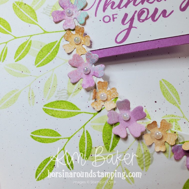 flowered circle cut out card front close up