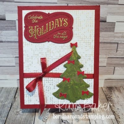 Christmas Labels and Decorative Trees Trifold Card