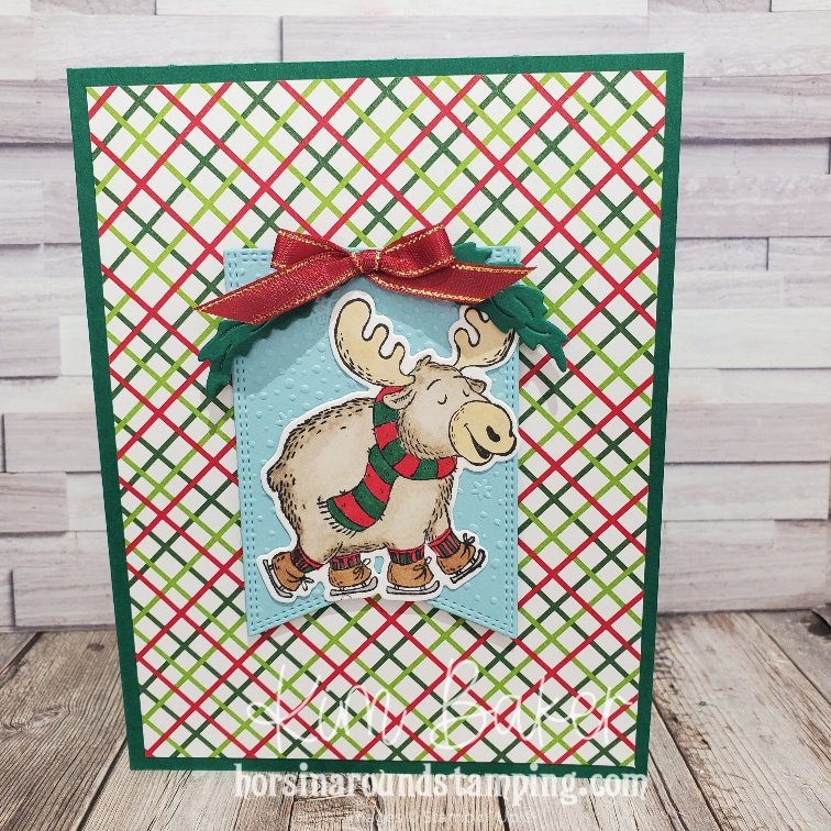 ice skating moose sketch #7 card