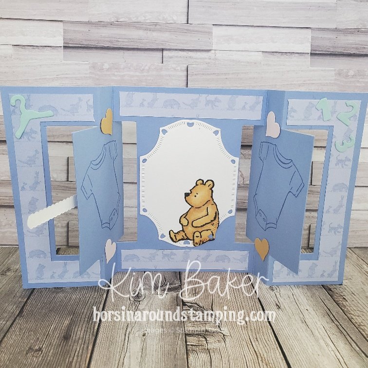 cutest onesie and pooh baby double swing card open