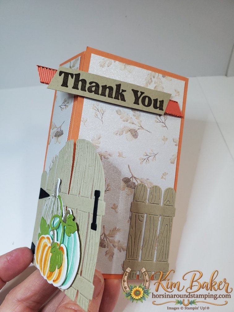 Side latch pumpkin gate card starting to open